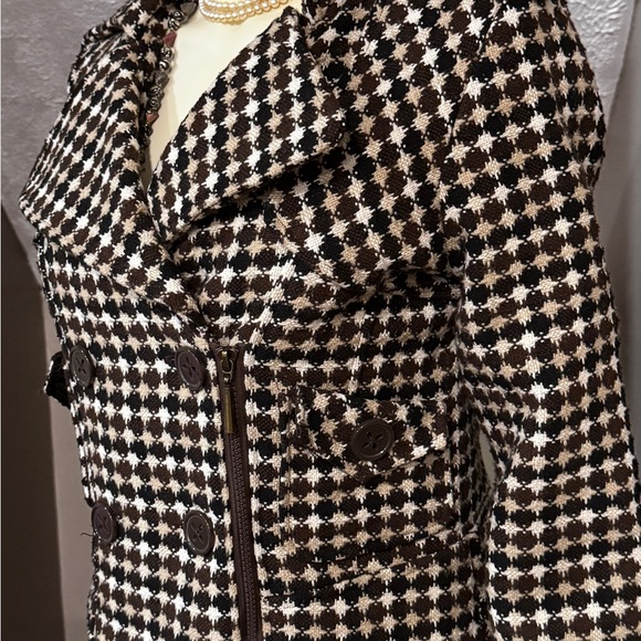 Paris Hilton Women's Houndstooth Jacket Medium Black Double-Breasted - Picture 15 of 15